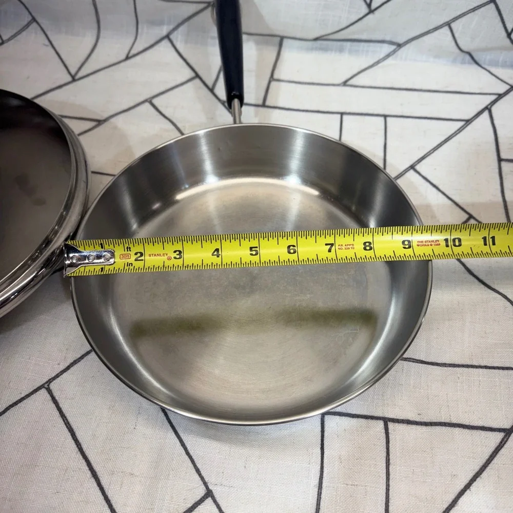 Revere Ware Skillet 9in Silver Stainless Steel Pan with Lid 88-A Bakelite Handle
